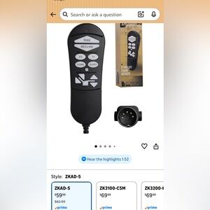 Black Lift Chair Remote Control